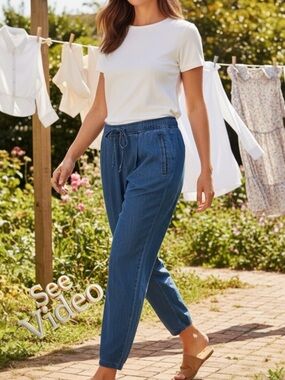 OLD NAVY Billie Women's Blue Pull-On  Pants with 3 Pockets & Comfort Waistband